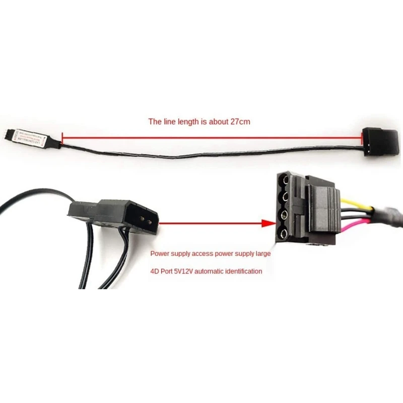 Computer Fan Lighting Effect Controller,5V 3-Pin/12V 4-Pin RGB Fan Equipment Wire Control/Remote Controller With On/Off