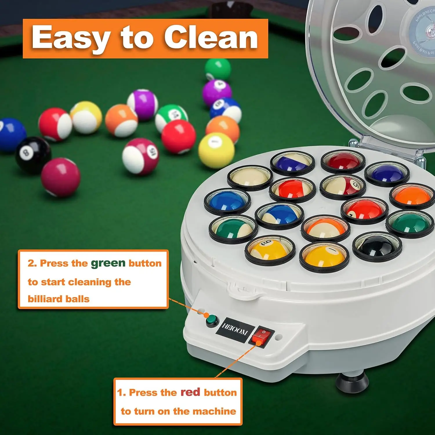 Ball Cleaner Pool Ball Polishing Cleaning Machine Electronic Pool Balls Polishing for 16 Billiard and Snooker Balls 110V 180V