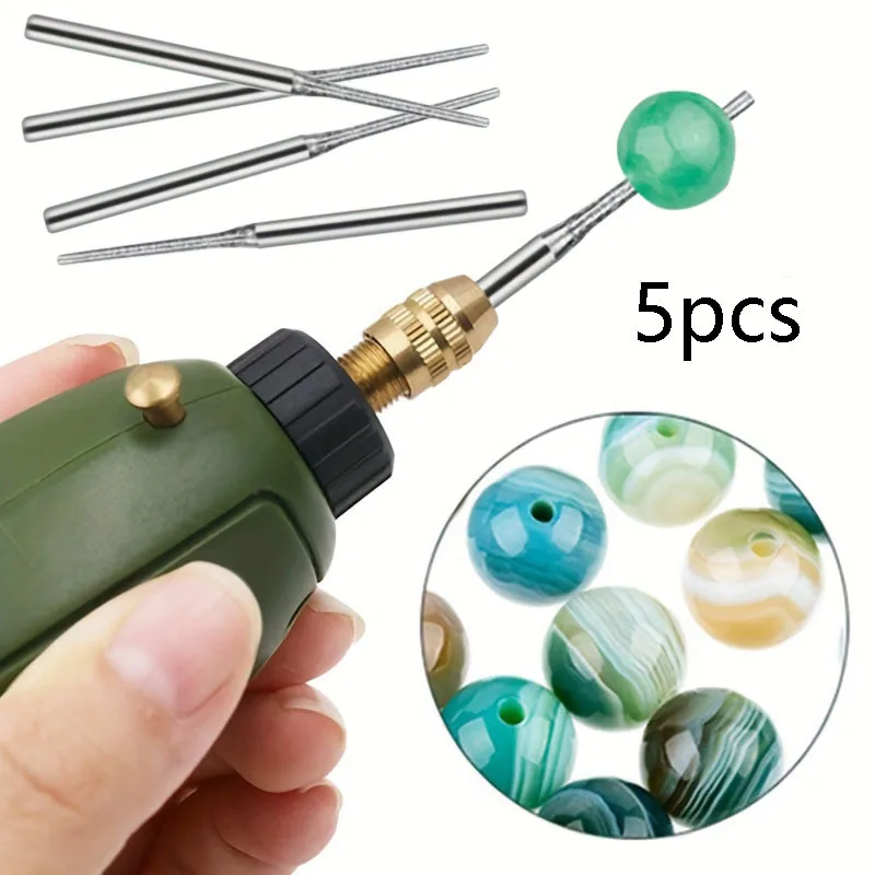 5pcs Diamond Grinding Bit Rotary Tool Accessories for Glass Stone Jewelry Carving Engraving Polishing Drill Mounted Points
