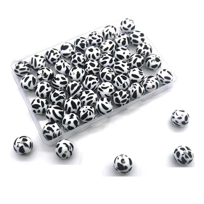 50 Pcs Silicone Beads 15Mm Bulk For Key Chain Bulk For Pen Necklace Bracelet Lanyard Making Easy Install