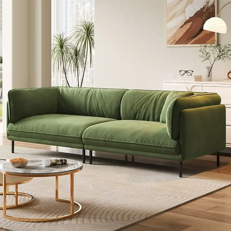 Italian simple sofa small apartment green cream wind detachable fabric sofa online celebrity sofa for two and three.