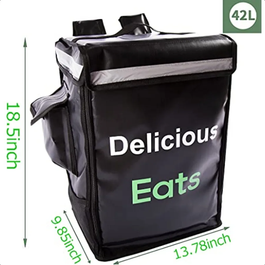Insulated Food Delivery Backpack 13.78 L x 9.85 W x 18.5 H Insulated Cooler Bag Portable Pizza Delivery Thermal Backpack Water