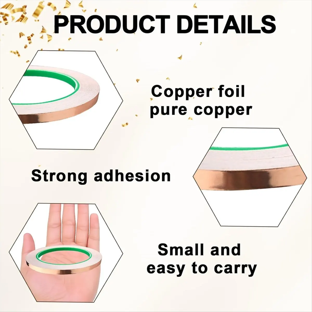 Cinta de Cobre ABNH para Vidrio Emplomado - 2 Rollos de 1/4 Pulgada x 22 Yardas con Herramienta para Cobre, Cinta Adhesiva de Cobre para Manualidades y Vidrio