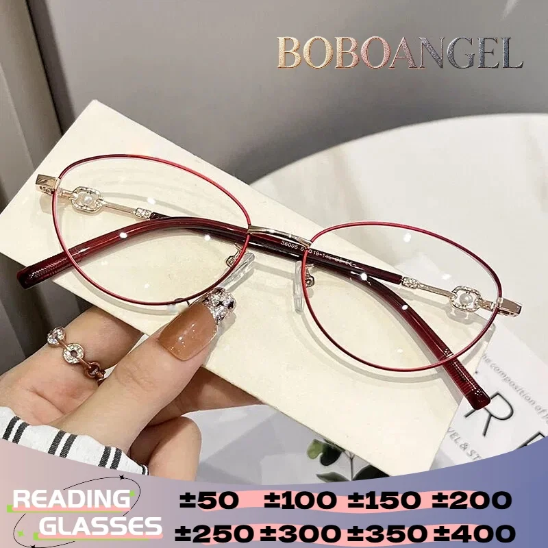 

BOBOANGEL Luxury BusinessCatEyeFrame Multifocal Prescription Glasses Women Blue Light Filter Myopia Hyperopia Reading Eyeglasses