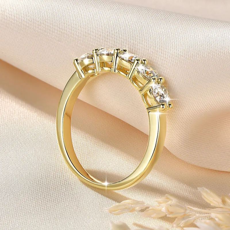 

Anziw Classic 4 мм, 1,5 карата. Кольцо с муассанитом D VVS1 для женщин, 5-каменное кольцо для свадьбы и помолвки, ювелирное украшение, сертифицированное GRA.