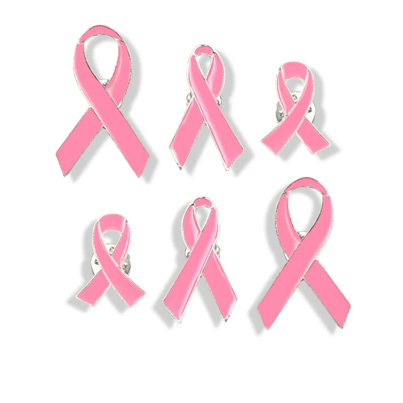 Pink Ribbon Brooches Badge Cancer Health Care Logo Red Care Patient Pin Care Women Public Welfare Badge Wholesale