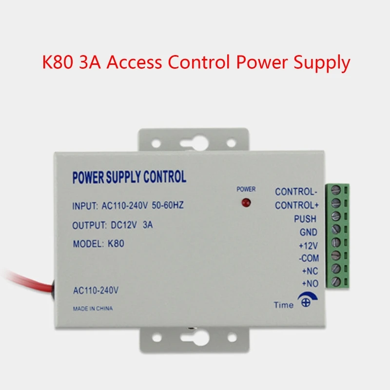 K80 Power Supply Controller AC 110-240V to for DC 12V 3A Fit for Video Doorbell Electric Strike Lock Bolt Lock Magnetic