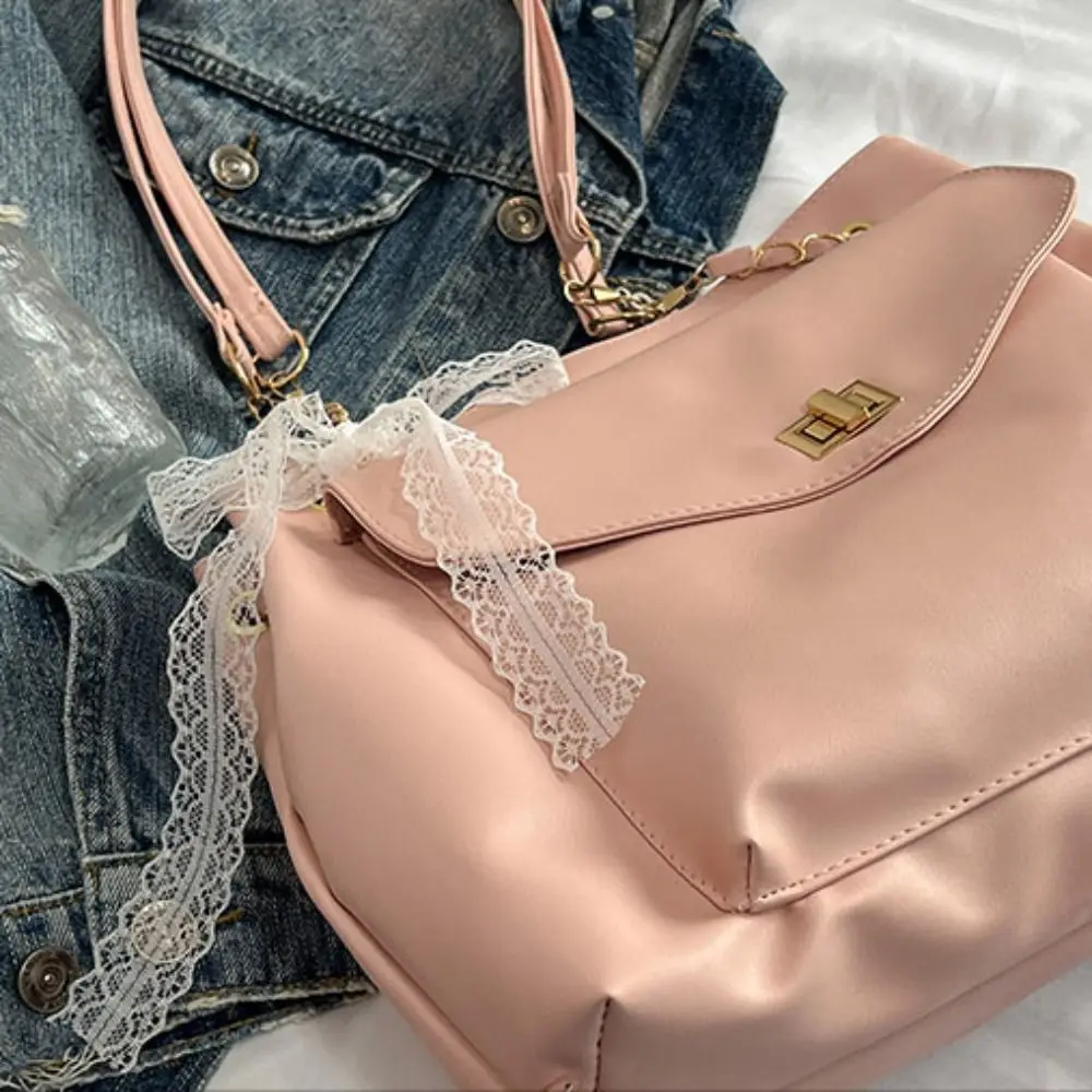 

Сумка через плечо из искусственной кожи с лентой, маленькая упаковка, большая вместительная однотонная сумка через плечо в корейском стиле, однотонная женская сумка через плечо в стиле ретро