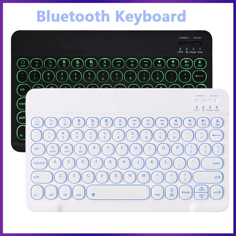 

10 Inch Round Cap Bluetooth Keyboard Wireless Keyset With Backlight Rechargeable Mini Keypad For Windows Android Mac