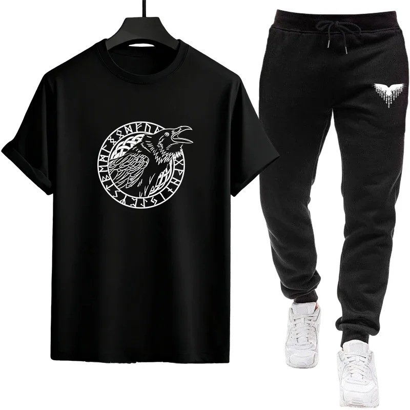 

Urban Casual Style Spring Summer Casual Loose Tees Outfits 2026 Men's Street Fashion Set Crew Neck T-Shirt and Slim Fit Joggers