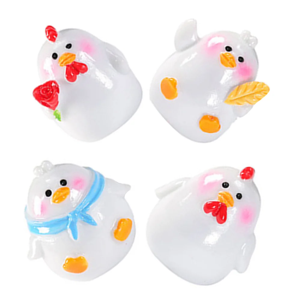 4 Pcs Ornaments and Decorations Adornments for Garden Chick Landscape Animals Miniature Chicks Micro Resin