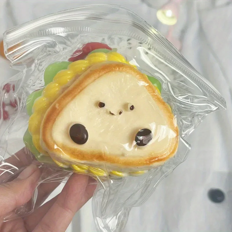 極厚サンドイッチスクイーズおもちゃ - 笑顔と悲しい顔のリアルな食べ物プレイセット、いたずら、パーティー、誕生日、ホールに最適