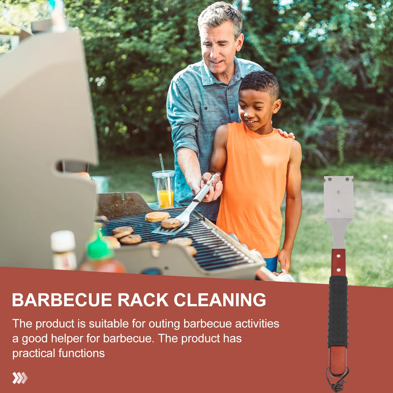 

Grill Cleaning BBQ Outdoor Barbecue Cleaner Wooden H Red Stainless Steel Accessories Stubborn Grill Brushes For Outdoor
