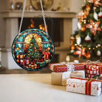 陽光捕捉器面板 陽光捕捉器 牆掛裝飾 壓克力家居裝飾面板 彩色聖誕場景 窗牆掛飾品 8 最佳銷售 亞克力牆飾 - №5