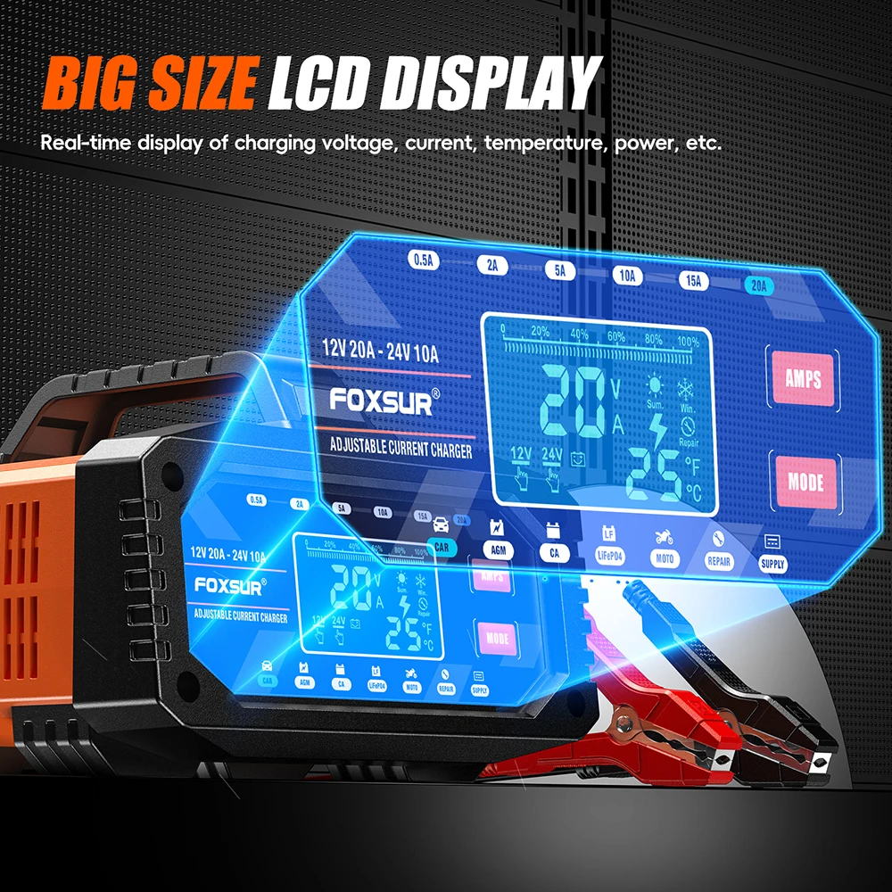 Chargeur de batterie intellige - Smart Car Battery Charger 12V 24V 20A avis et prix