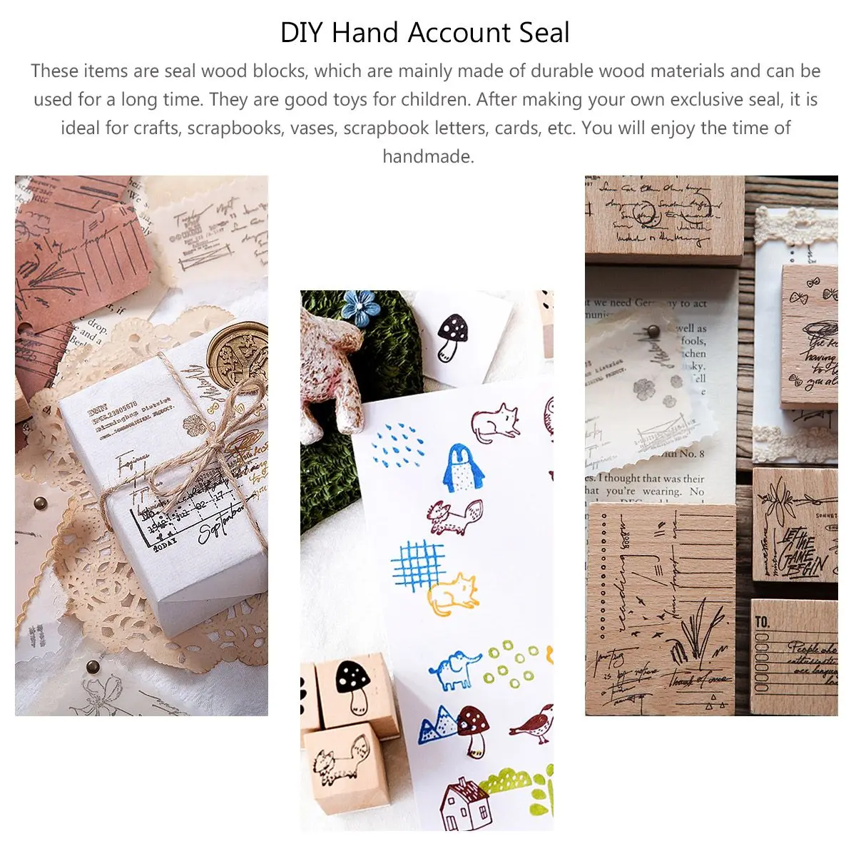 

20 Pcs for DIY Crafts Scrapbook Vase Cards Durable Safe Gift Kids Skills Seal Wood Stamp Materials Hand Account