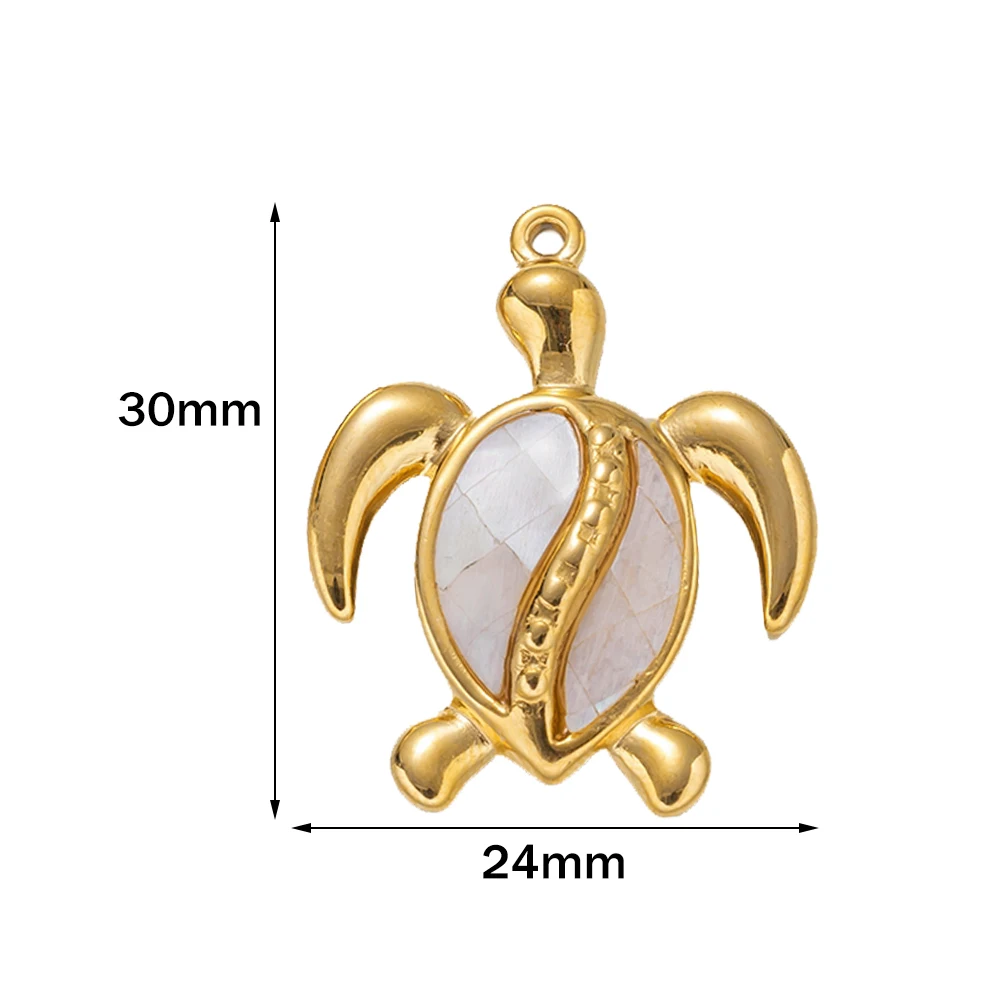 2 Stück Ocean Series 304 Edelstahl & Muschel Charms für DIY Schmuckherstellung Goldfarbe Meeresschildkröte Tier Muschel Anhänger Halskette