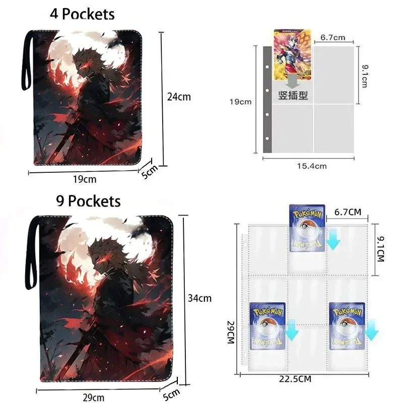 400pcs/900pcs Card Album Book Anime Demon Slayer Collection Card Tanjirou Nezuko Zipper Game Cards Binder Holder Kids Gifts Toys