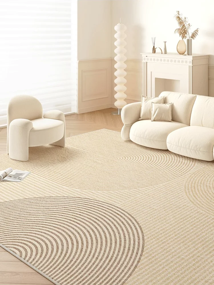 Artistic Beige Striped Carpet Comfortable Soft Large Area Living Room Carpets Minimalist Luxury Bedroom Bedside Rugs Large Size