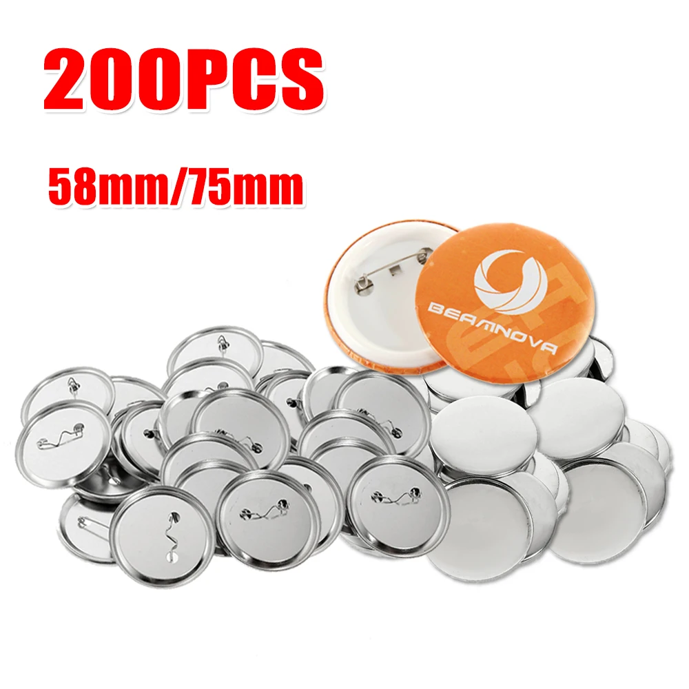 

200PCS 58mm 75mm Metal Round Blank Badge Button Parts Button Making Supplies for DIY Making Button Pin Badge Crafts Supplies