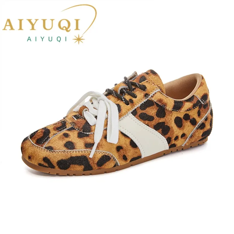 

AIYUQI German Training Shoes Female Genuine Leather 2025 New Spring Flat Sneakers Ladies Casual Forrest Gump Shoes Women