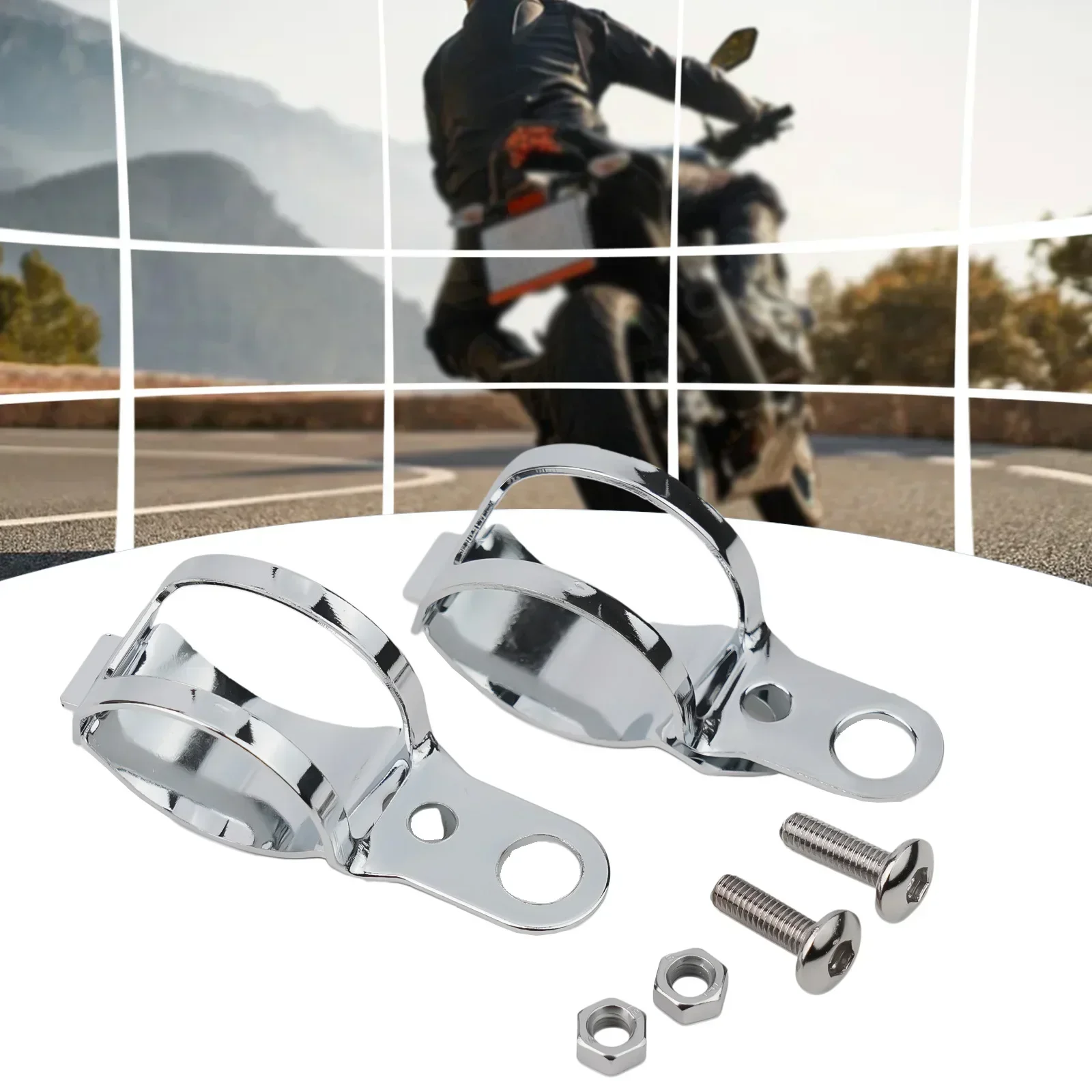 Mounting Brackets Motorcycle Front Shock Absorber Holder Metal Metal Bracket Plated Silver Turn Signal Lamp Fits Most Motorcycle