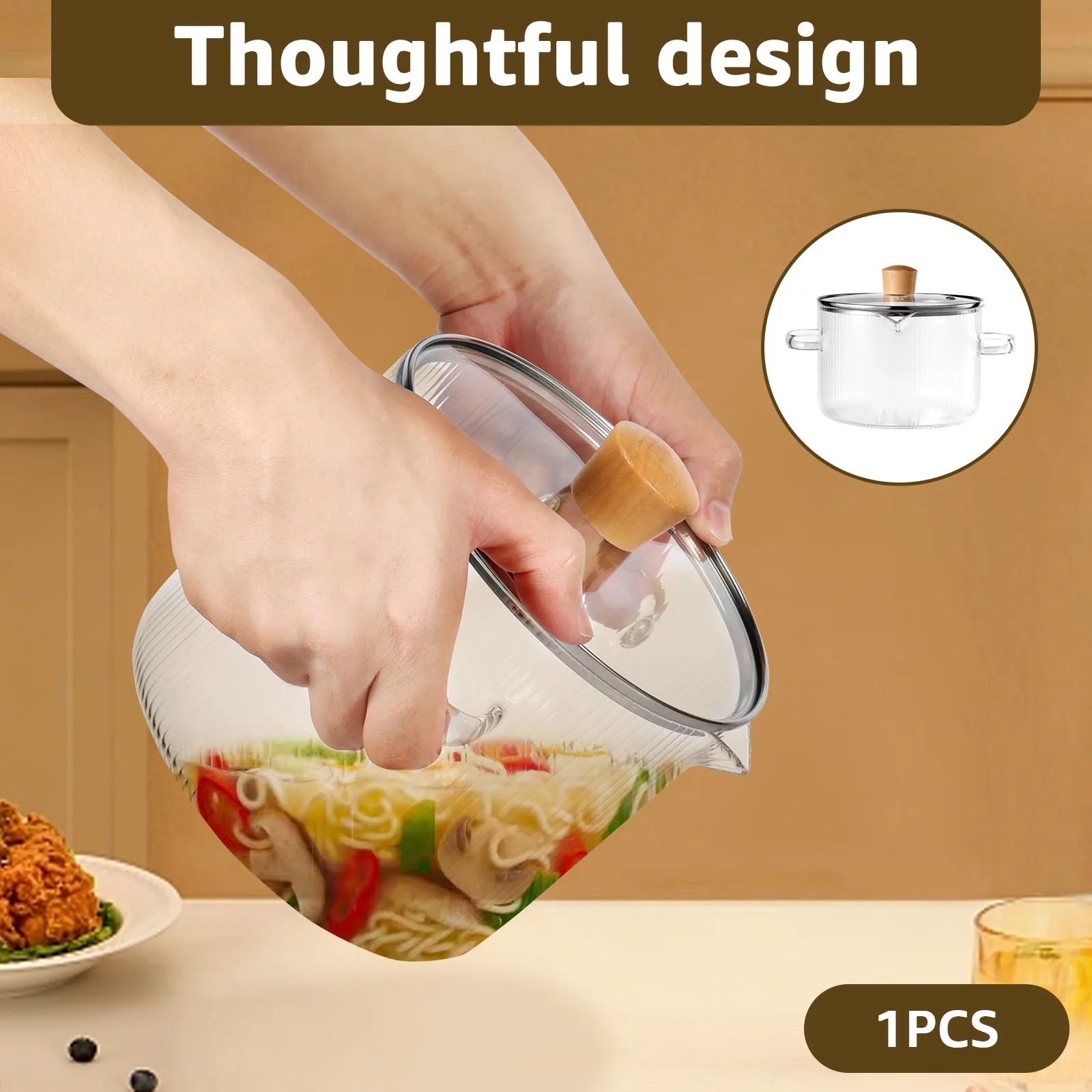 Glass Cooking Pot Transparent Borosilicate Glass Simmer Pot with Lid and Spout Heat Resistant Glass Stovetop Pot Nonstick Soup