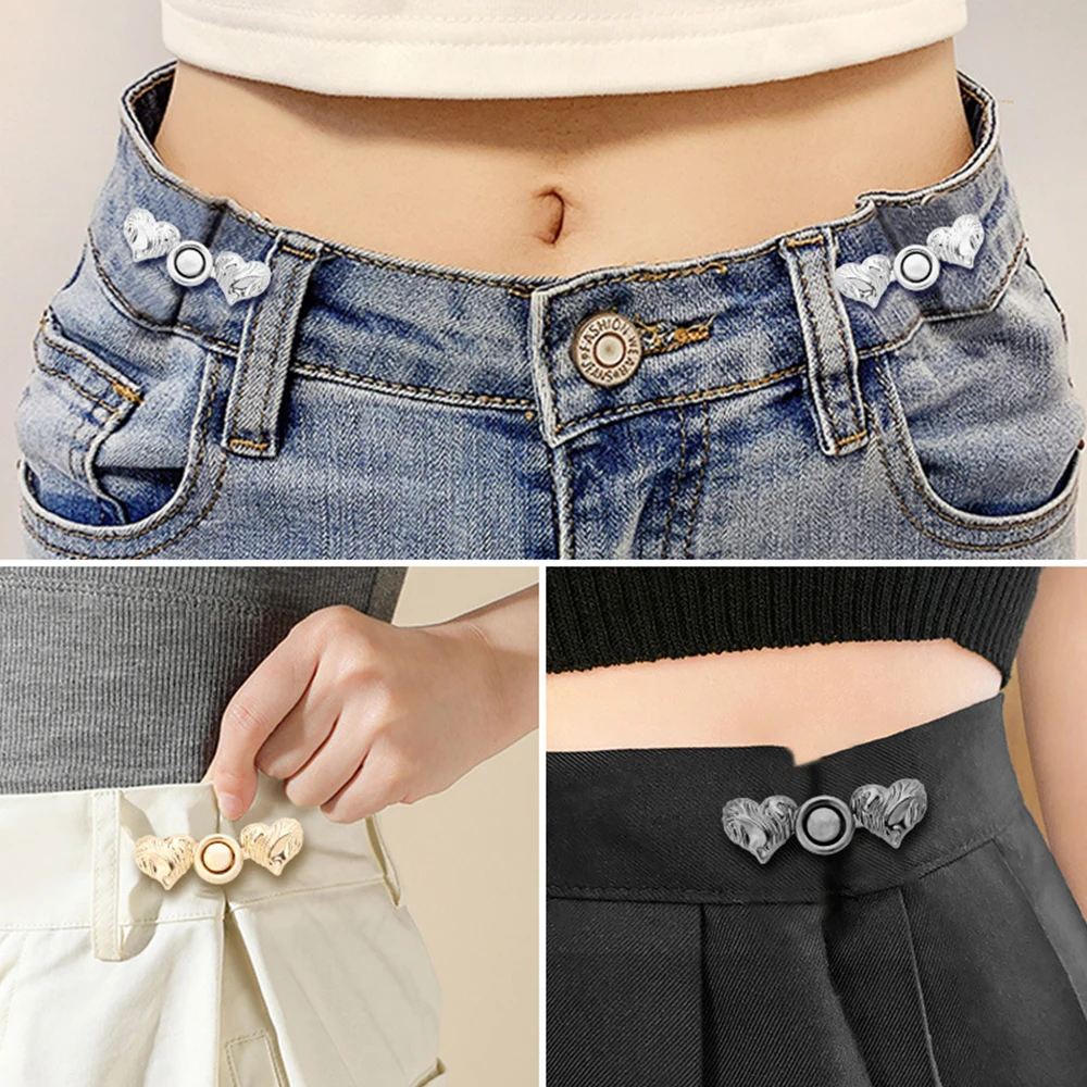 

2pcs Tighten Waist Button fr Skirt Pants Jeans Adjustable Waist Clip Metal Pins Clothing Accessories DIY Detachable Waist Button