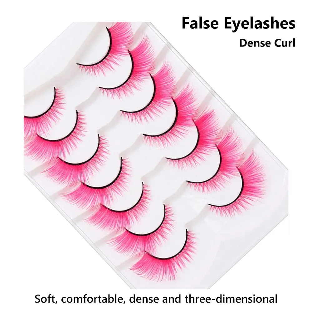 7 Pairs Cosplay Party Fox Cat Eye Eyelashes Masquerade Dramatic Look Colorful False Eyelashes Soft Fluffy Eyelash Extension