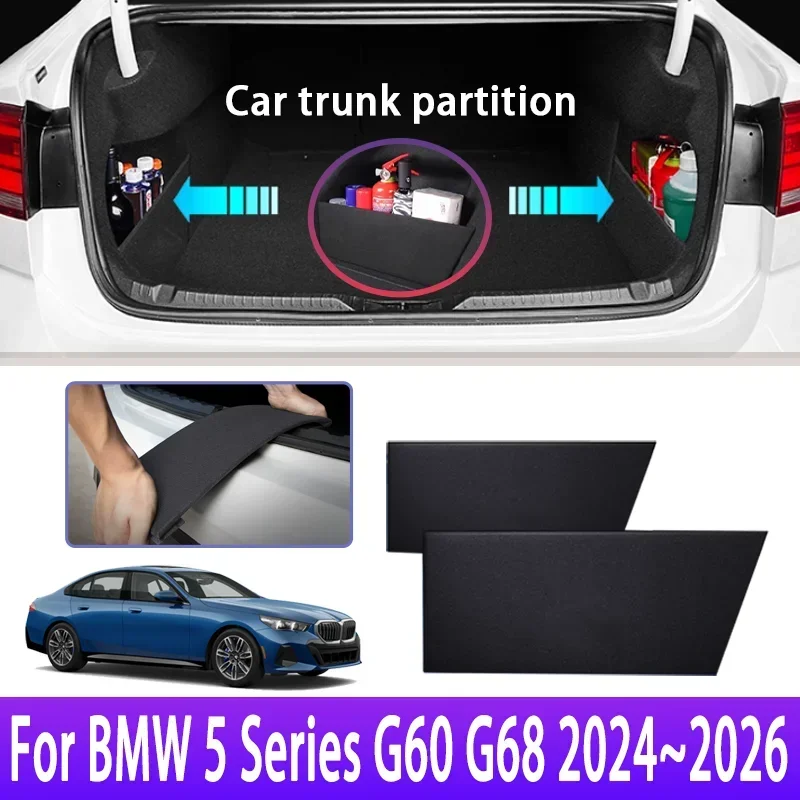 Para BMW Serie 5 G60 G68 2024~2026 MK8, Organizador de Maletero, Caja de Almacenamiento, Divisor Lateral, Accesorios Modificados