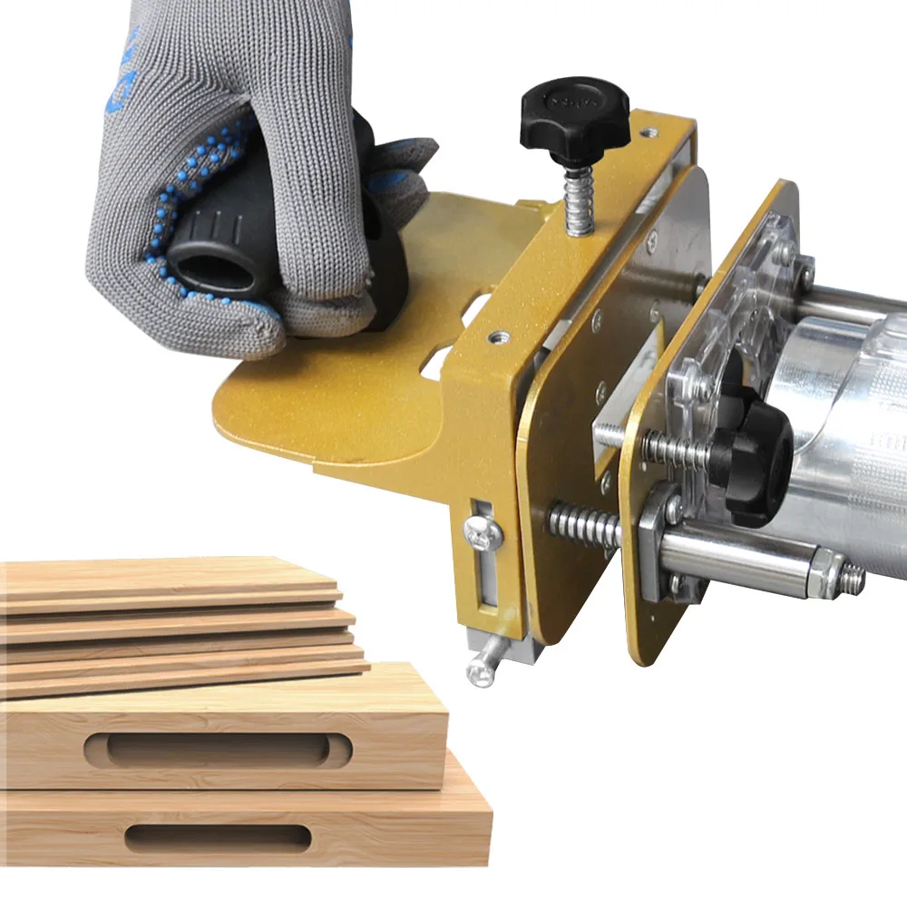 

Mortising Jig for 65mm Trimming Machine 2 In 1 Slotting Bracket Invisible Fasteners Punch Locator Linear Track Woodworking Tools