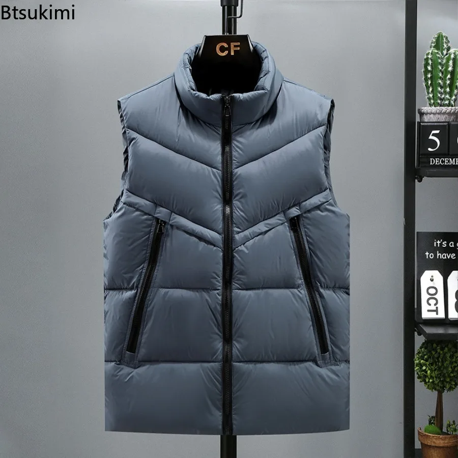 2025 Winter New Men's Padded Vest Coats Casual Outdoor Mountain Ski Warm Windbreaker Sleevless Jacket Men Oversized Size S-8XL