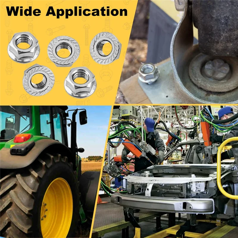 

A23I-Serrated Flange Hex Nuts Hexagon Flange Nuts, Locknuts Replacement Nut For DIY Home Mechanism