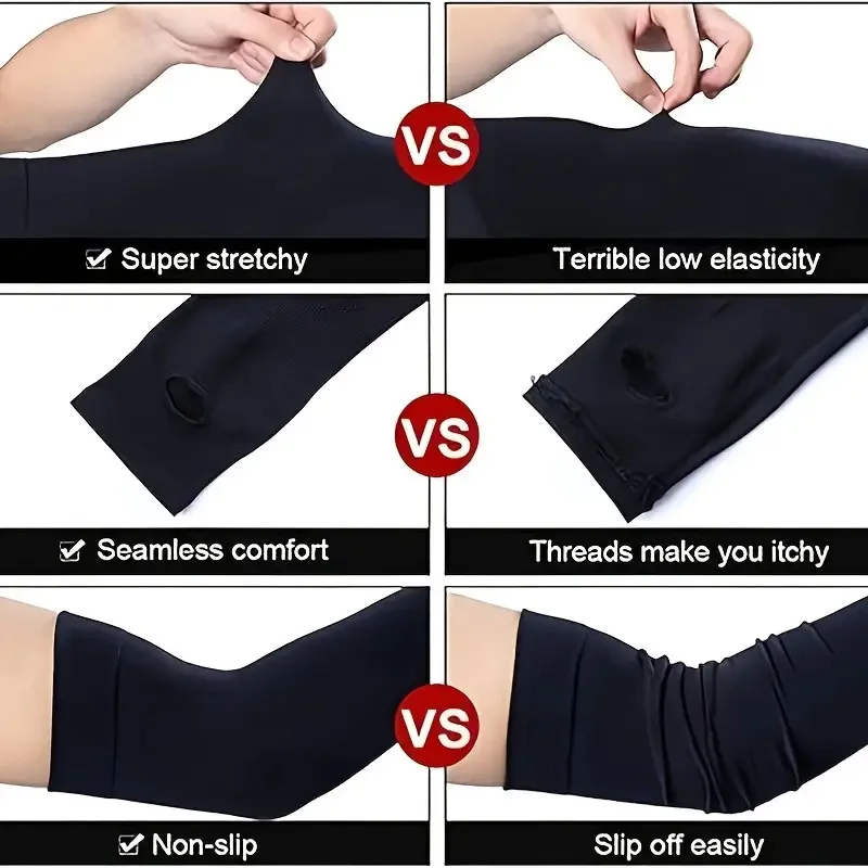 UV Protection Cooling Arm Sleeves  - Breathable Sunblock for Driving, Cycling, Outdoor Sports, Unisex UPF 50+ (Black/Gray)