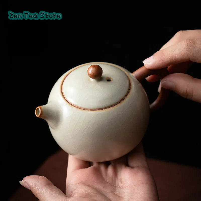 Beige Ru Kiln Xishi Pot Single Teapot Ceramic Household Small Open Piece Can Raise Ru Porcelain Tea Infuser Kung Fu Tea Set