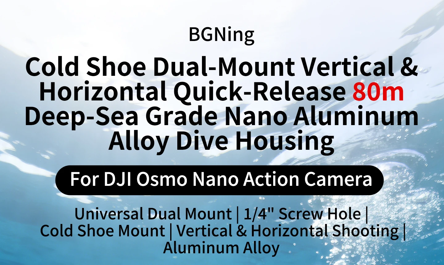 Unterwasser-Schnellverschluss Horizontaler Vertikaler Stativadapter Tauchgehäuse für DJI Osmo Nano Kamera 80M Wasserdichter Metallkäfig – Detail 1