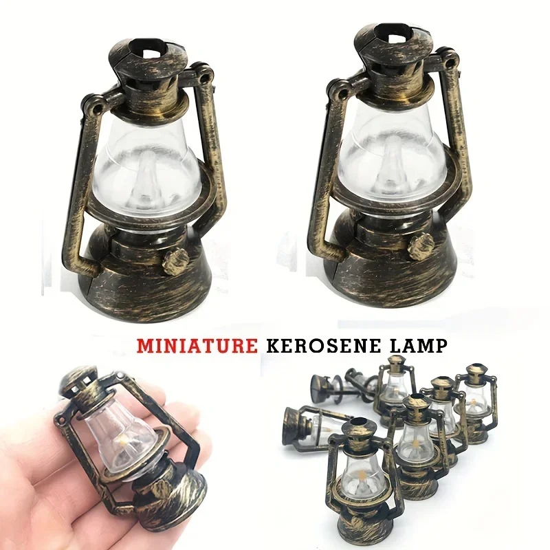 Scale Miniature Oil Lamp Dollhouse Accessories Mini Kerosene Lantern Doll House Decor Scene Ornaments Pretend Play