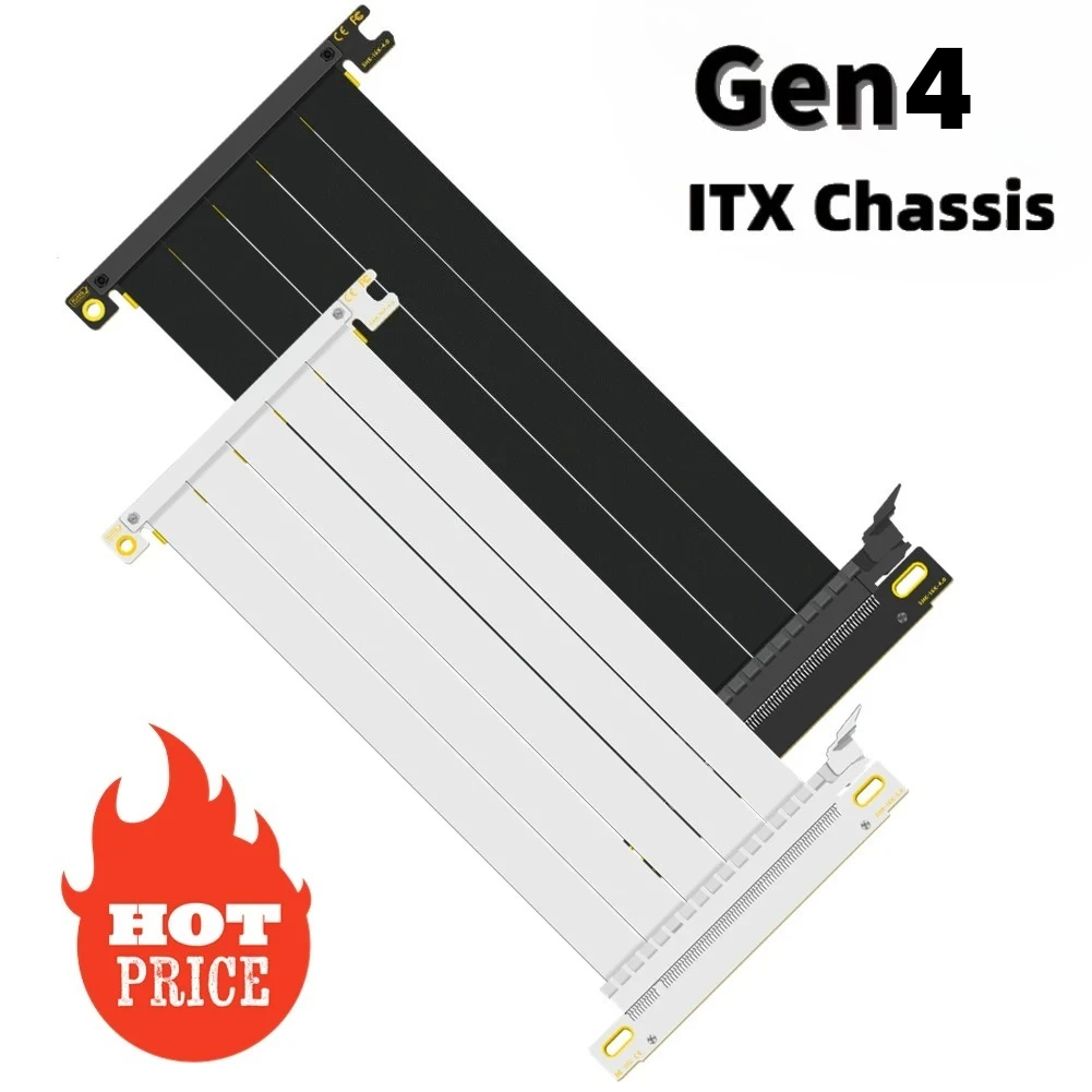 

Белый позолоченный кабель PCIe 5U, удлинитель PCI Express Riser 4,0 x16, двойной обратный кабель Riser для видеокарт, графический процессор ITX A4