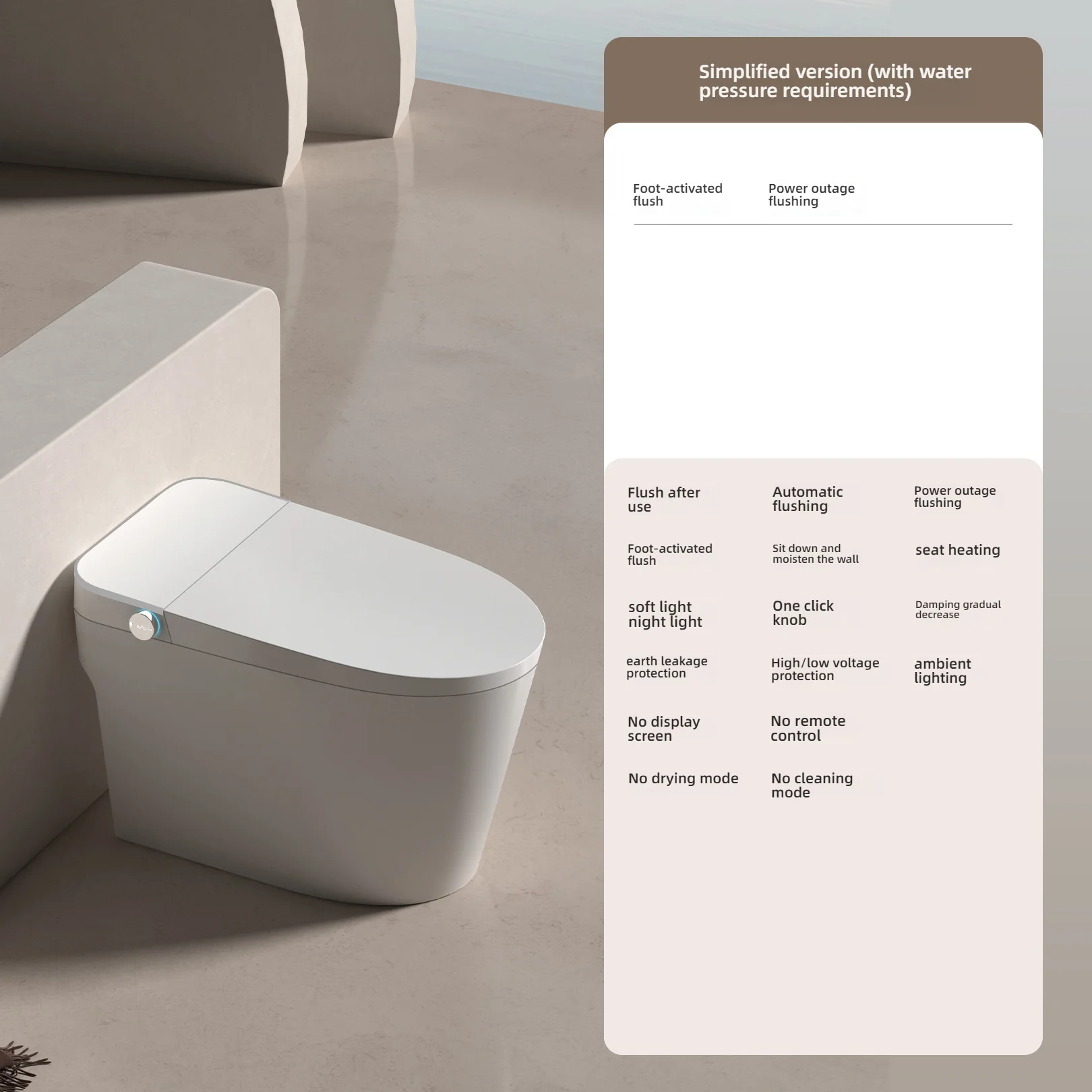 الجملة انقطاع التيار الكهربائي فلاشينغ IPX4 المرحاض الذكي للماء التنظيف المحمول التحكم عن بعد التلقائي مرحاض ذكي