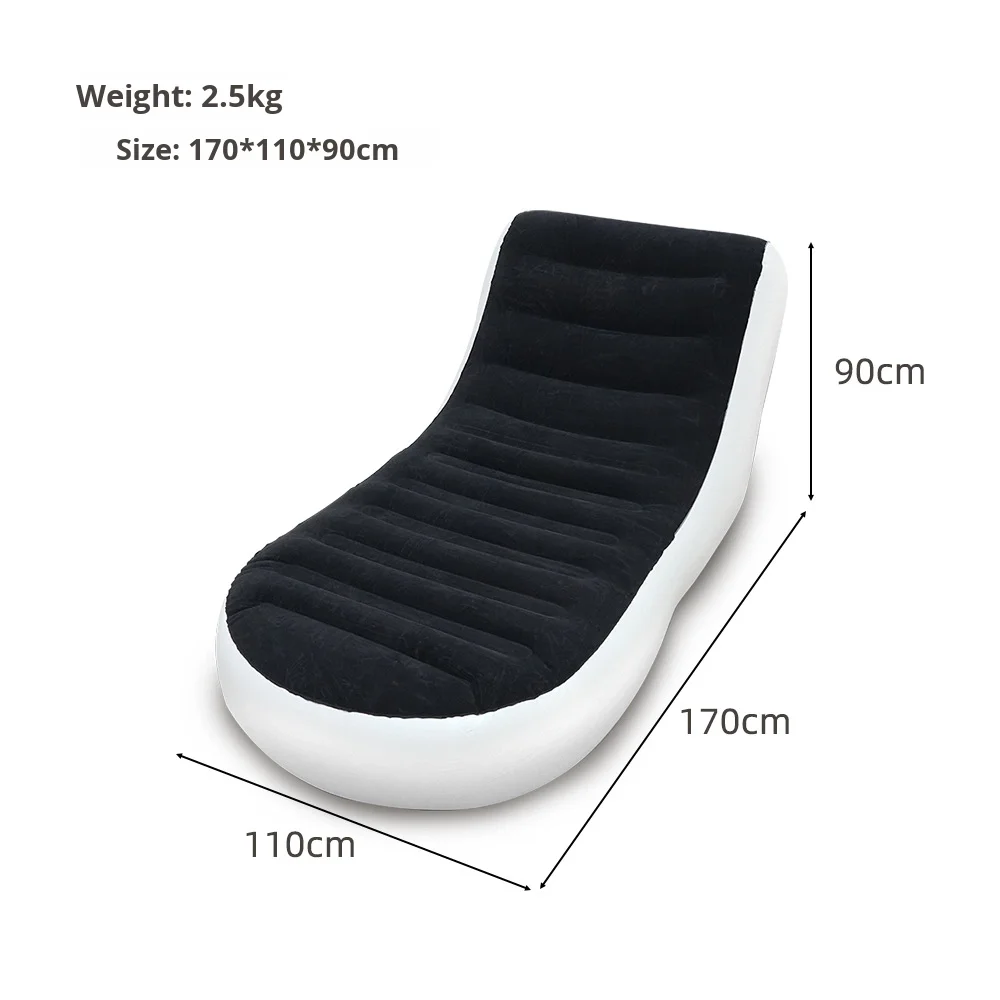 L-Shaped Inflatable Armchair Single Sofa Recliner for Outdoor Camping Lazy Inflatable Chaise Lounge for Living Room