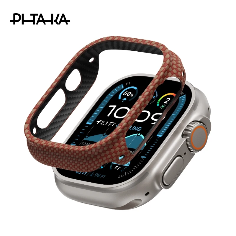 حافظة بمقبض PITAKA Kevlar 600D Sunset Moon Rise لساعة Ultra2/S11/10/9 حافظة واقية خفيفة الوزن مضادة للسقوط 42/46/49 مللي متر