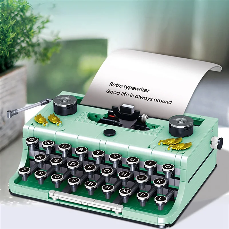 A19Q-820Pcs especialista técnico retro máquina de escrever impressora modelo bloco de construção simulação montagem tijolos diy presentes conjunto
