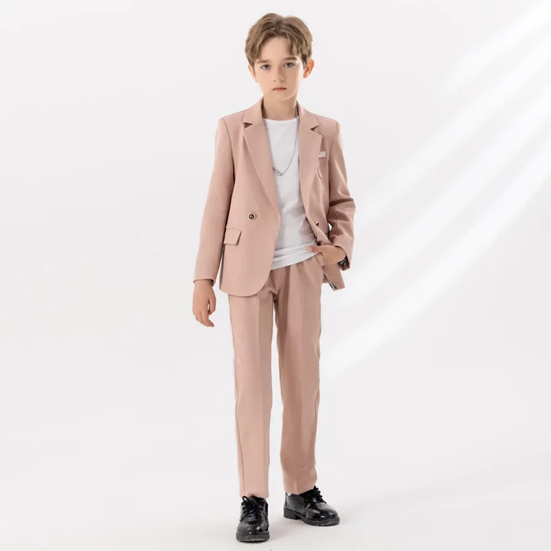 

Teen Kids Casual Suit Autumn Fashion Blazers Trousers Wedding Birthday School Boys Clothes Set Host Performance Formal Costumes