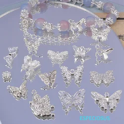 Silver Color Plated Alloy Hollowed Butterfly Charms Necklace Fittings Metal Pendants For Bracelet Departments Jewelry Accessory