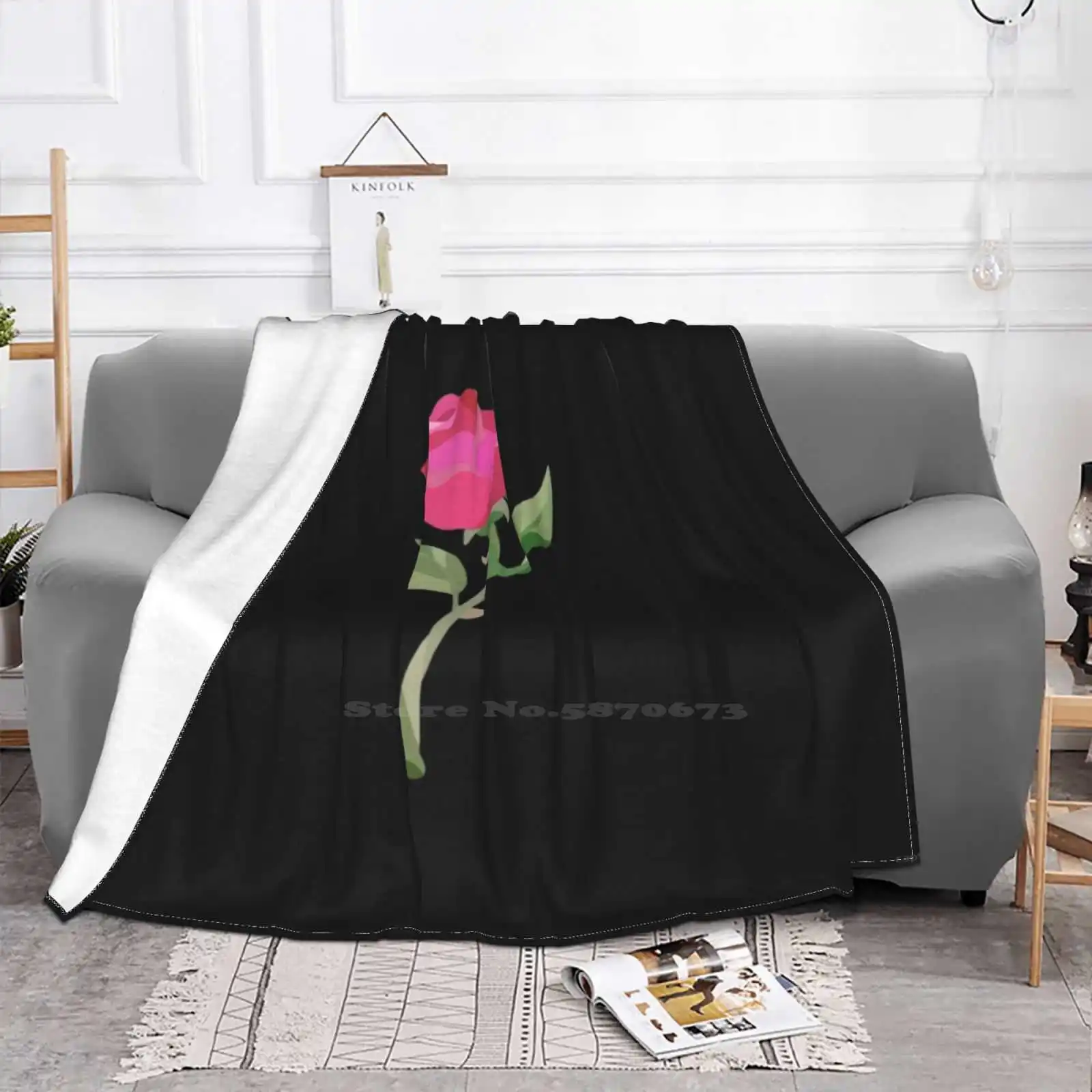 Stain Glass Rose-Beauty & The Beast Fashion Soft Warm Flannel Blanket Beauty Beast Belle Stain Glass Roses Petal Pink Red