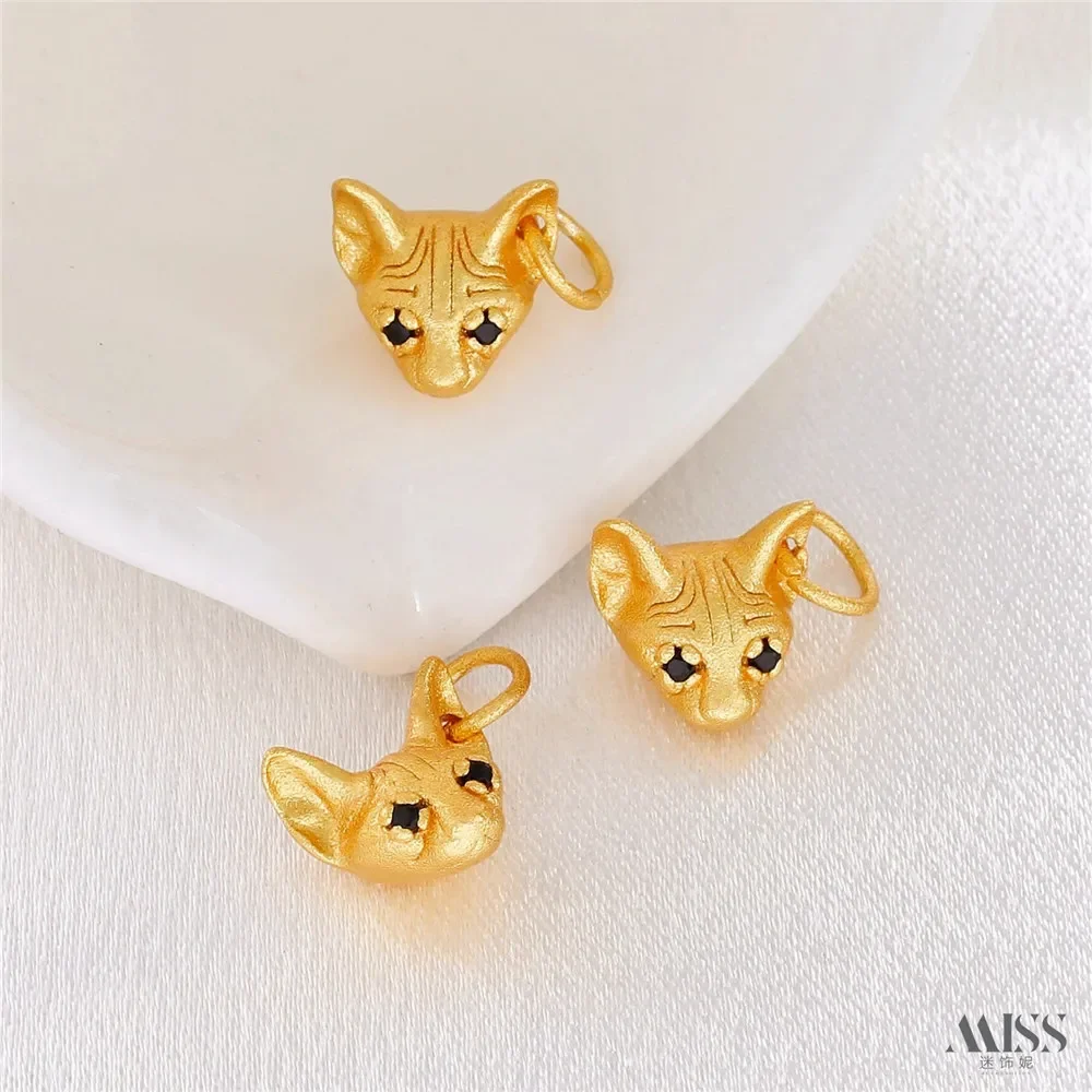 Shajin Brush Gold List, Lucky Character Golden Dragon Hairless Cat Head Pendant DIY Bracelet Necklace Accessories