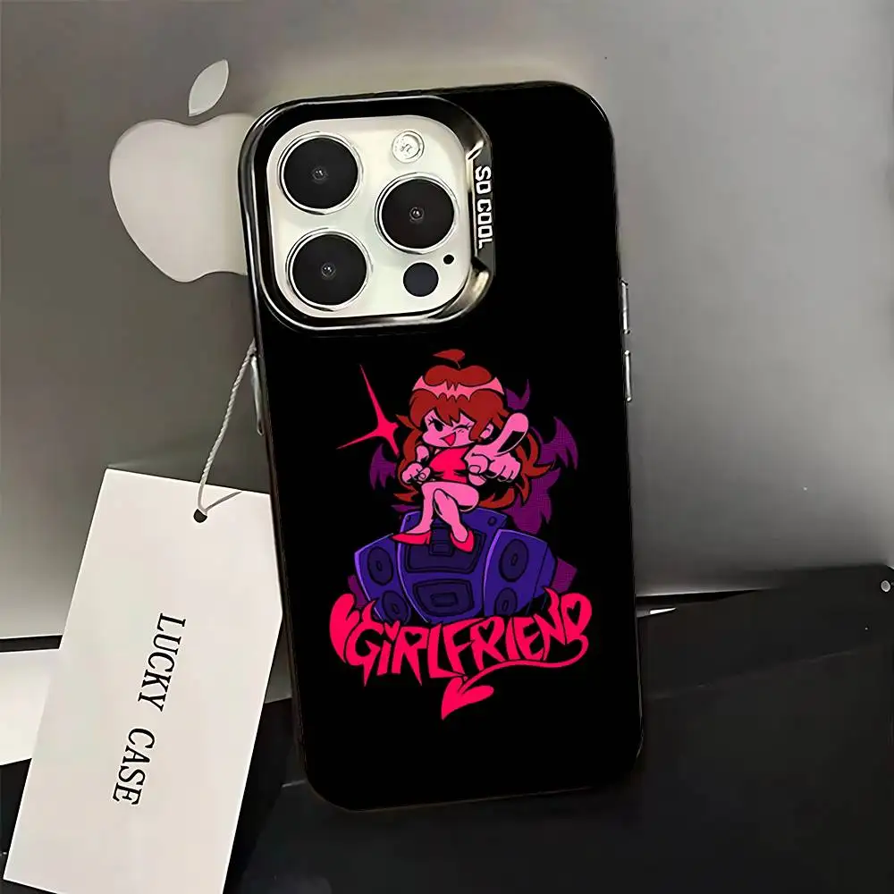 Game F-Friday Night Funkin Telefoonhoesje voor iPhone 16,15,14,13,12,11,Pro,XS,Max,Plus,Mini,SE Zwart Snoep Matte Schokbestendige Cover