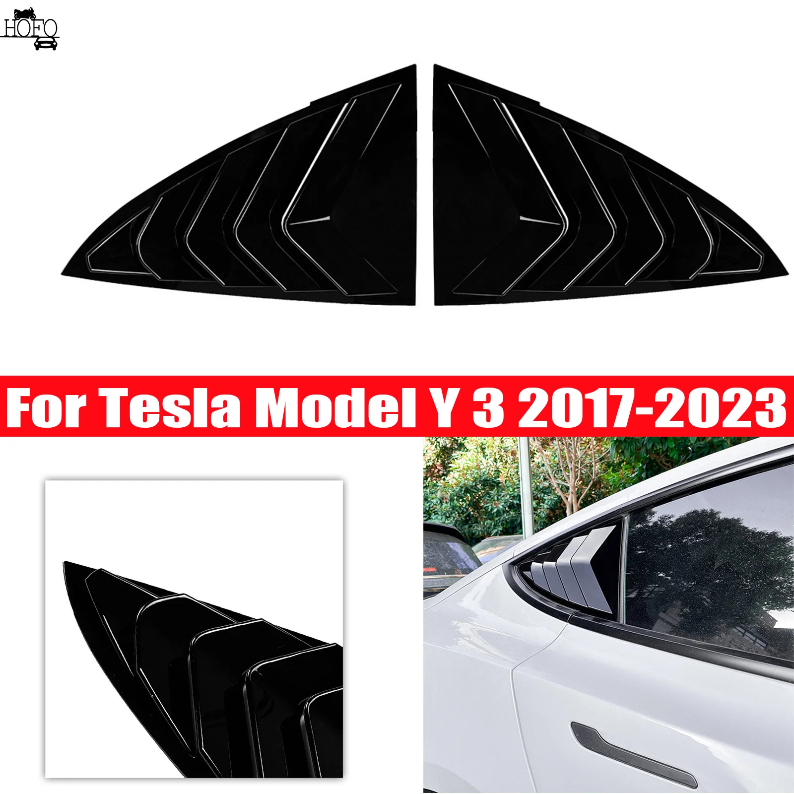 

Car Rear Window Louver Shutter Cover Exterior Side Vent Trim Scoop Sticker Fit Tesla Model 3 Model Y