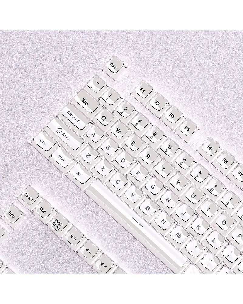 

White engraved keycap MDA height small full set of 130 keys PC transparent magnetic axis