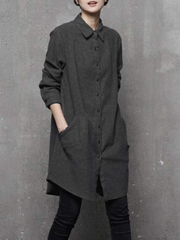 여성용 루즈 롱 스웨트 셔츠 가을 겨울 폴리에스터 원단 통기성 편안한 빈티지 스타일